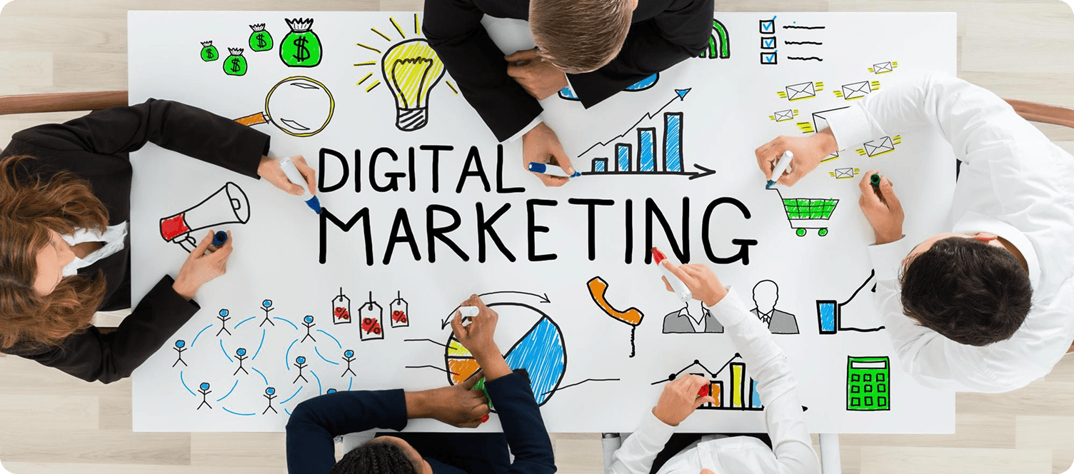 Digital marketing team brainstorming